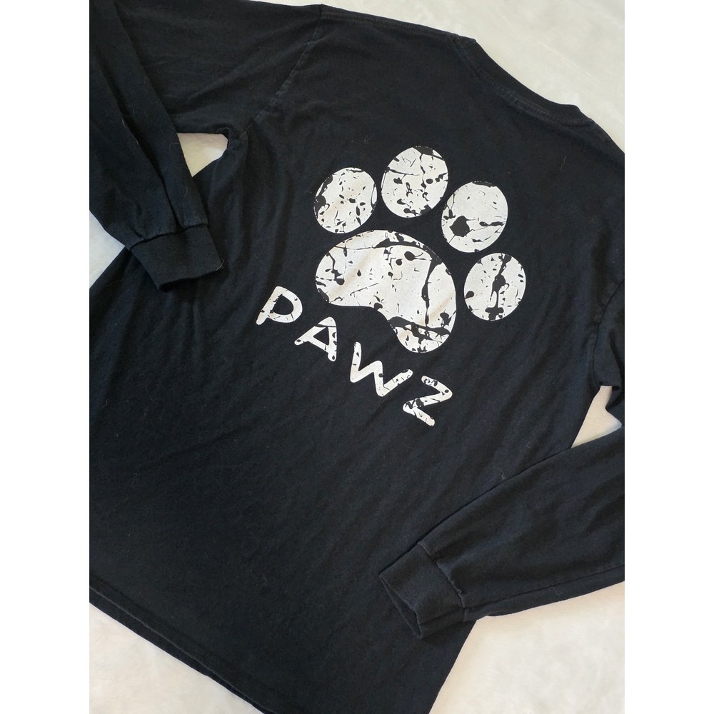 PAWZ Saves the Dogs Women Medium Dog Mom Black Speck Paw Print Long Sleeve Shirt